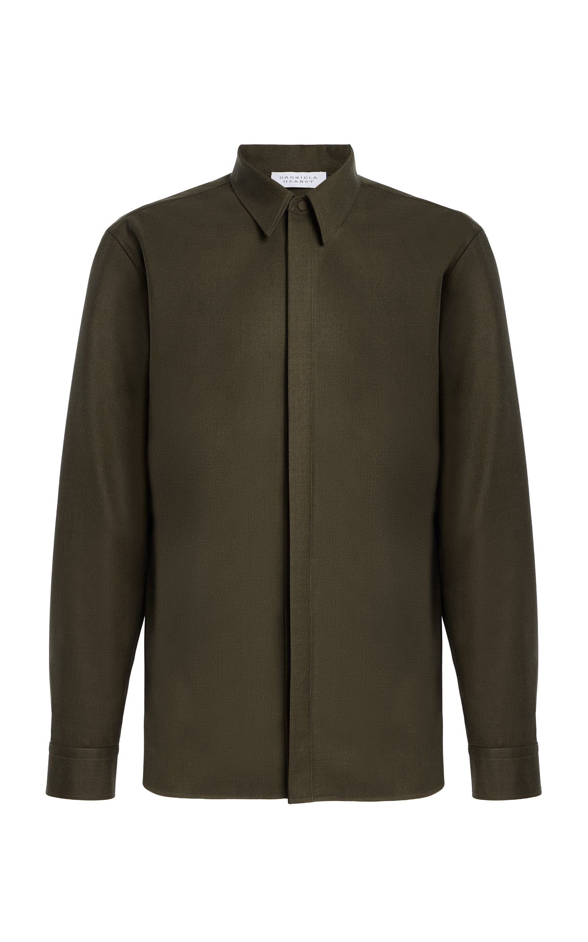Abbe Shirt in Olive Wool Cashmere Flannel