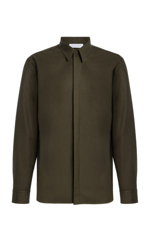 Abbe Shirt in Olive Wool Cashmere Flannel