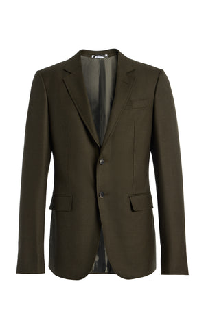 Irving Jacket in Olive Wool Cashmere Flannel