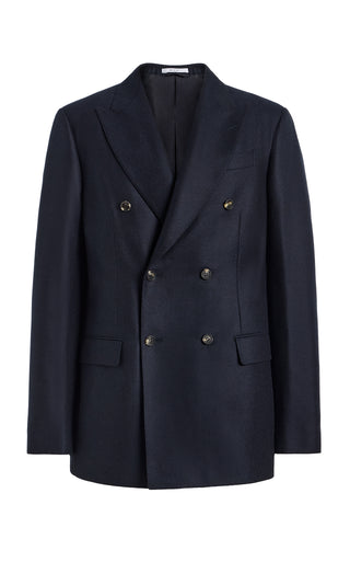 Angelo Jacket in Dark Navy Wool Cashmere Flannel
