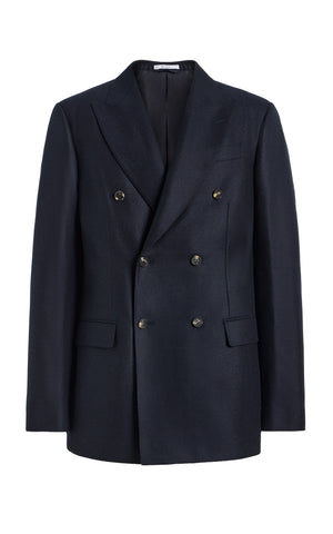 Angelo Jacket in Dark Navy Wool Cashmere Flannel