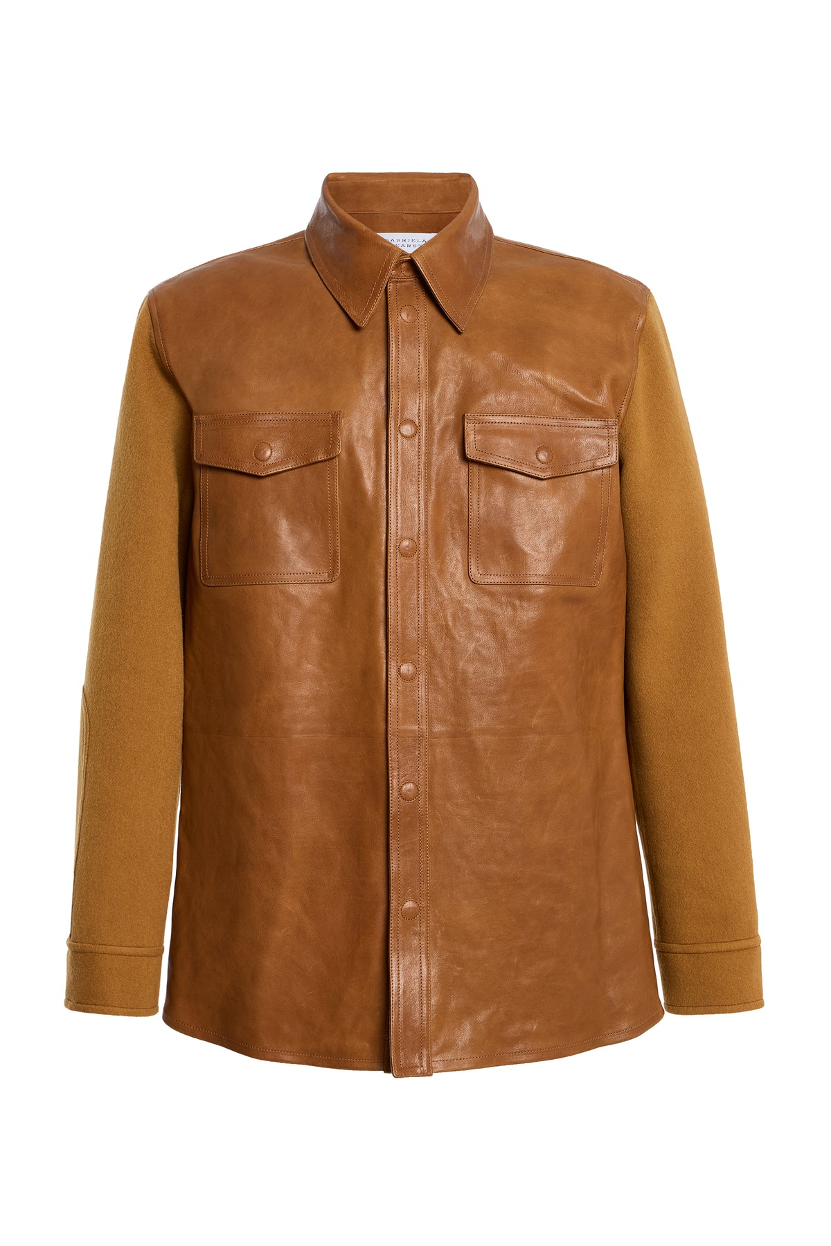 Lucas Overshirt in Cognac Vaquetta Leather & Double-face Recycled Cashmere