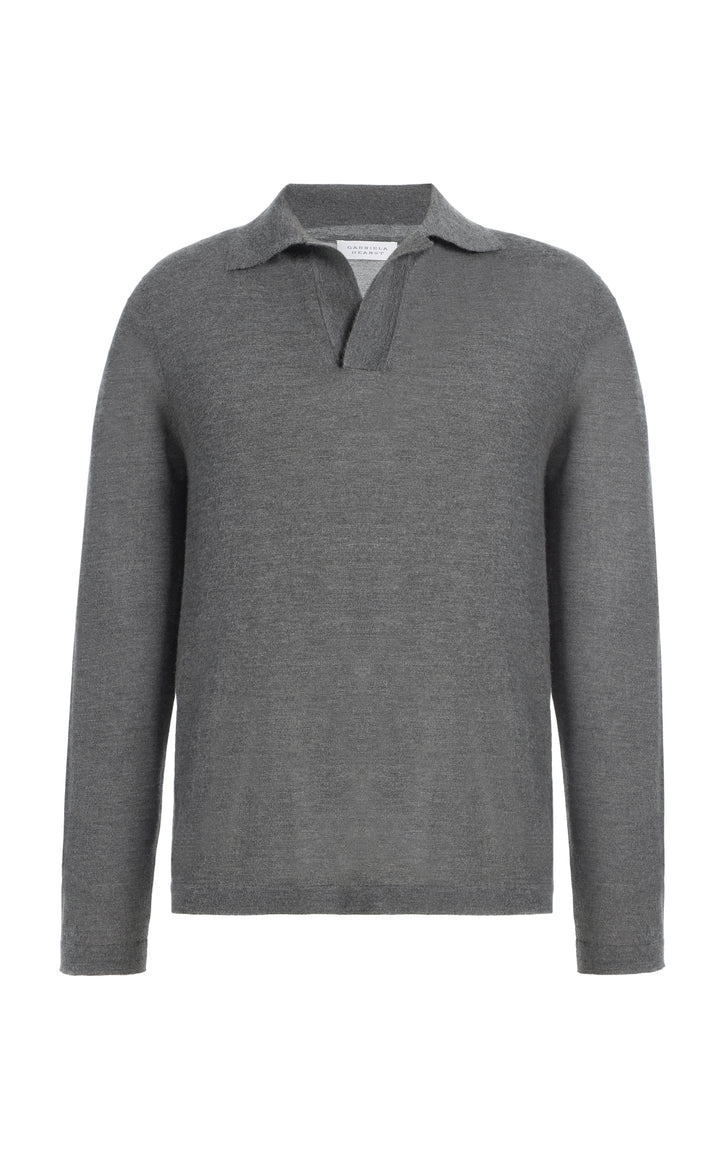 Frome Knit Polo in Smoke Cashmere