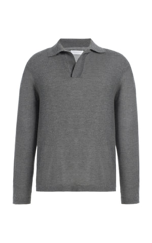 Frome Knit Polo in Smoke Cashmere