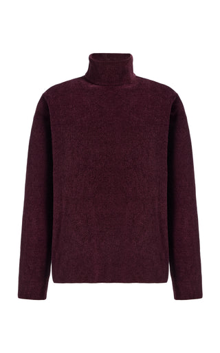 Almoner Knit Turtleneck Sweater in Plum Silk