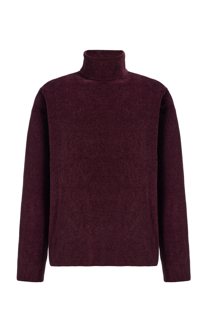 Almoner Knit Turtleneck Sweater in Plum Silk