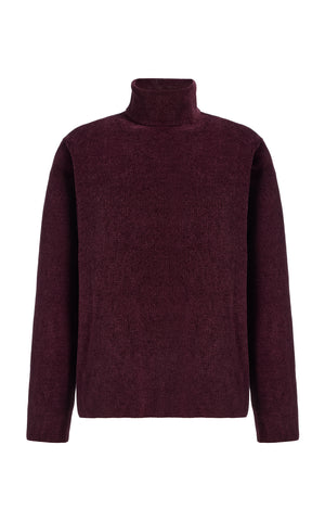 Almoner Knit Turtleneck Sweater in Plum Silk