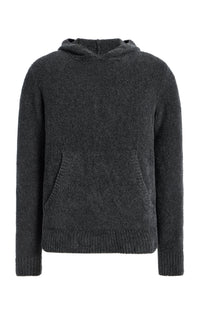Datum Knit Hoody in Charcoal Silk