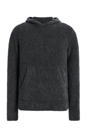 Datum Knit Hoody in Charcoal Silk
