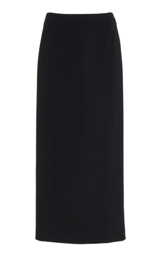 Manuela Midi Skirt in Black Virgin Wool Crepe