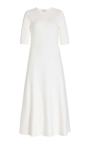 Seymore Knit Dress in Ivory Cashmere Wool with Silk