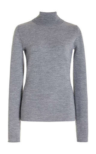 Heather Grey Merino Wool Cashmere May Knit Turtleneck - Front View | Gabriela Hearst