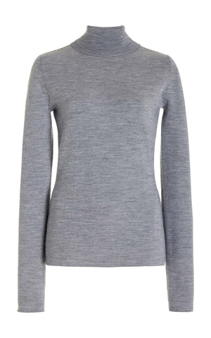 May Knit Turtleneck in Heather Grey Merino Wool Cashmere