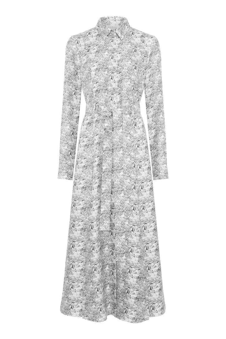 Galway Shirtdress in Ivory Multi Printed Silk Twill
