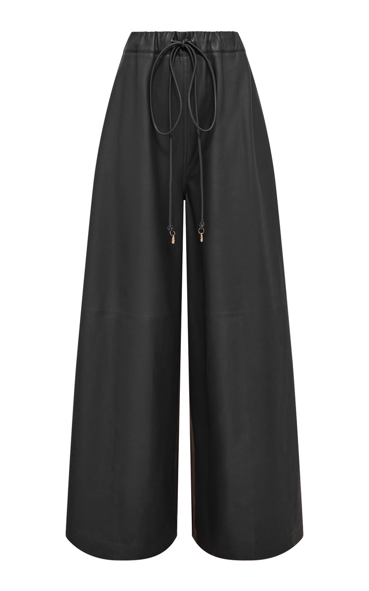 Gelos Wide-Leg Pant in Black Soft Leather