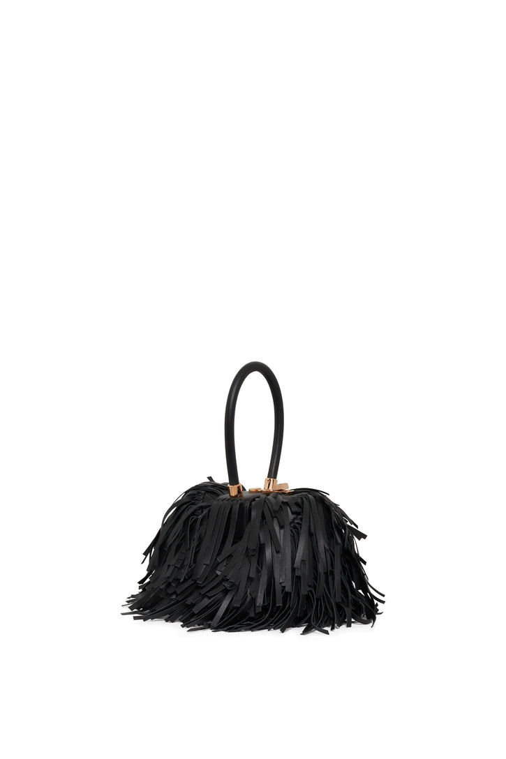 Demi Fringe Bag in Black Nappa Leather