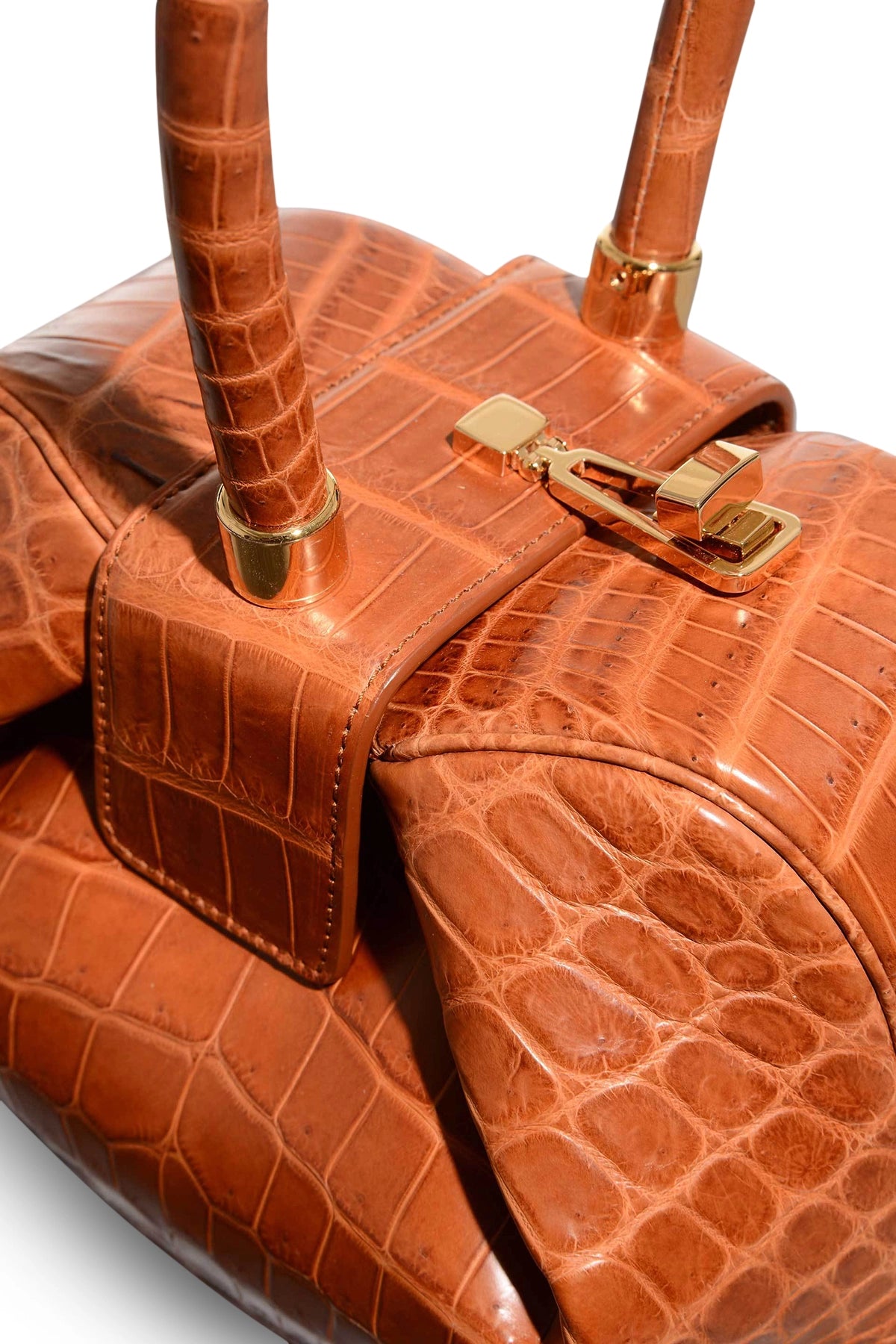 Nina Bag in Cognac Crocodile Leather