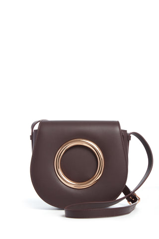 Ring Crossbody Bag in Bordeaux Leather