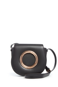 Ring Crossbody Bag in Black Leather
