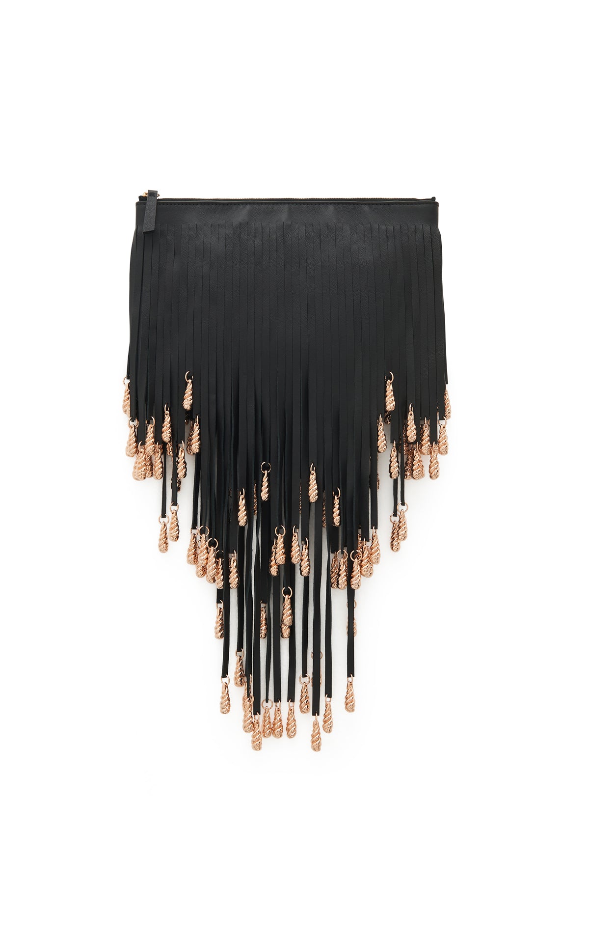 Neith Fringe Pouch in Black Nappa Leather