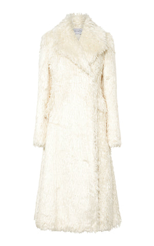 Cantwell Coat in Ivory Silk Fur