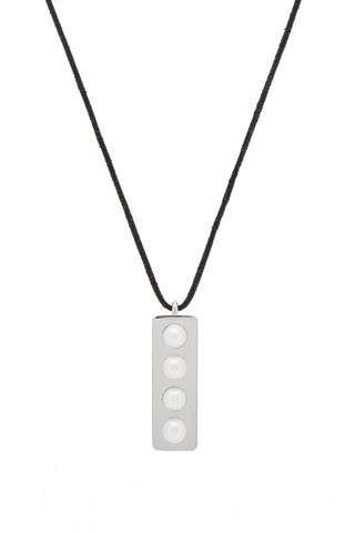 Platinum Pearl Bar Necklace - Close-up Detail View | Gabriela Hearst