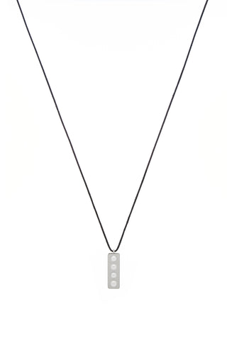 Platinum Bar Necklace with Pearl Details - Pendant View | Gabriela Hearst