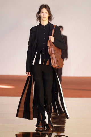 Octavia Pleated Knit Top in Black Multi Merino Wool