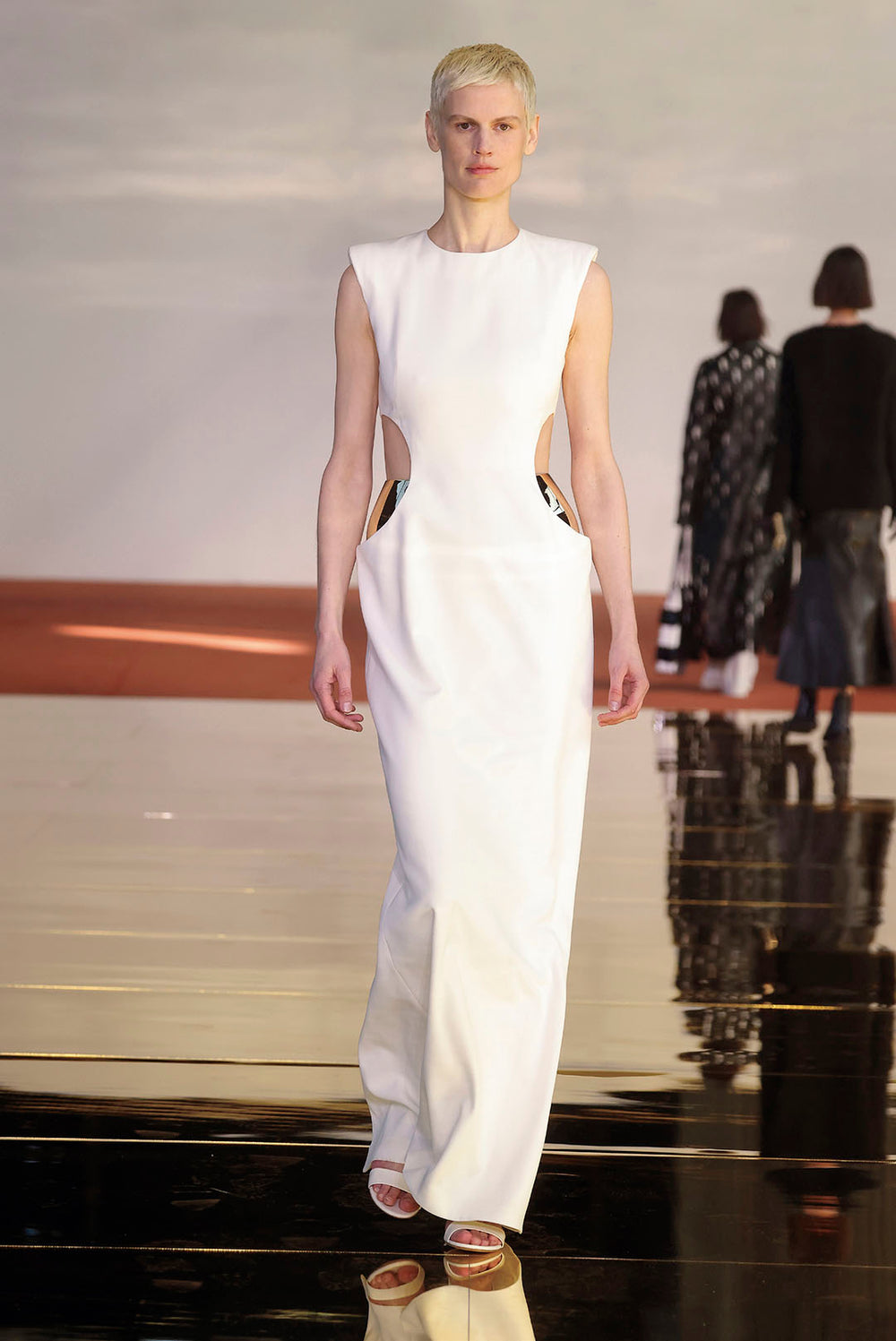 Faith Dress in Ivory Silk Wool Cady