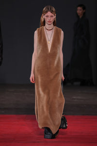 Ornstone Maxi Dress in Camel Virgin Wool Silk Cashmere Fur