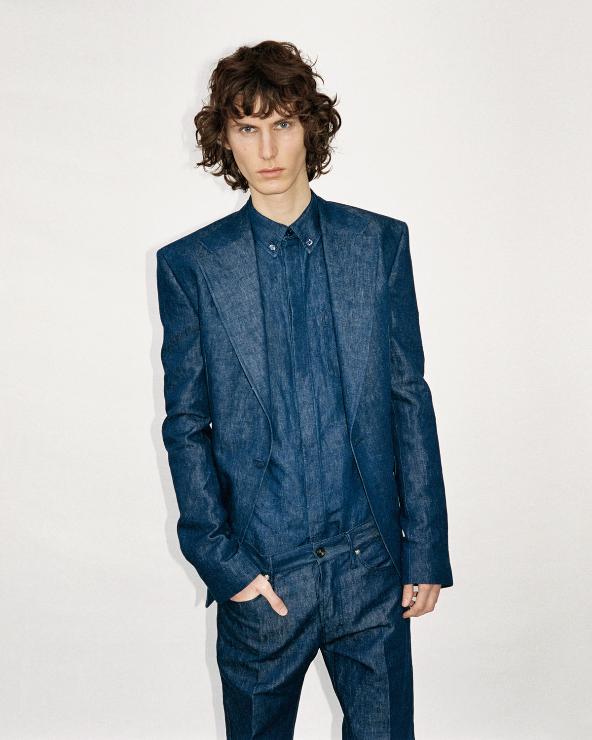 Leiva Blazer in Recycled Cotton Linen Denim