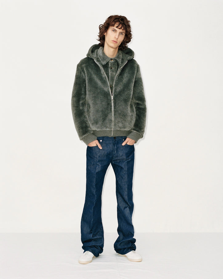 Tom Hoody Jacket in Dark Grey Virgin Wool Silk Cashmere Fur