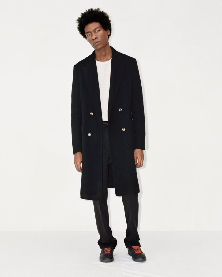 Mcaffrey Coat in Black Double-Face Recycled Cashmere