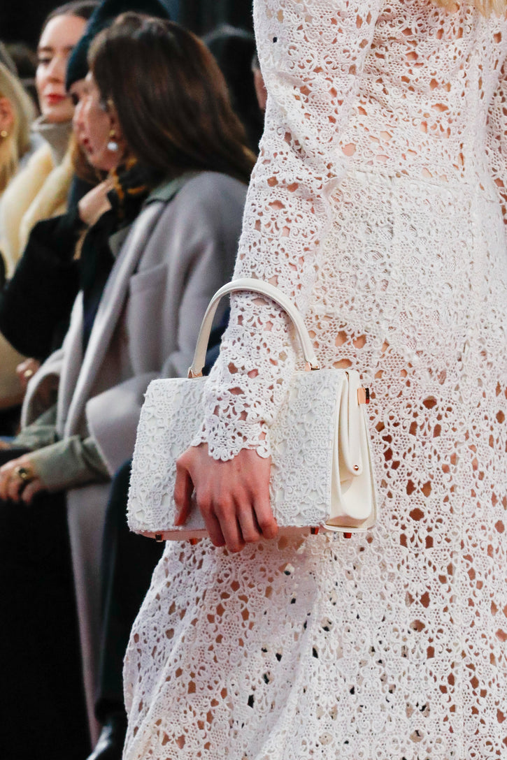 Carrington Bag in Ivory Nappa Leather with Cashmere Lace