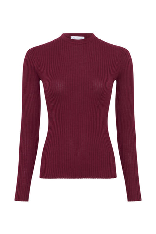 Browning Knit Sweater in Bordeaux Cashmere Silk