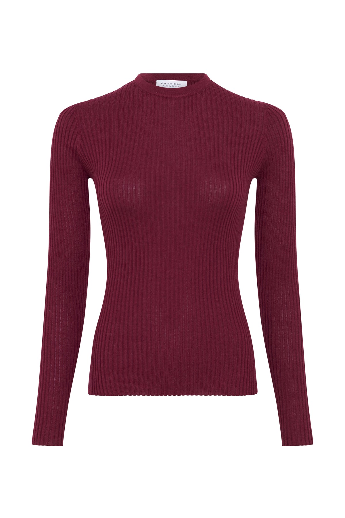 Browning Knit Crewneck Sweater in Bordeaux Cashmere Silk