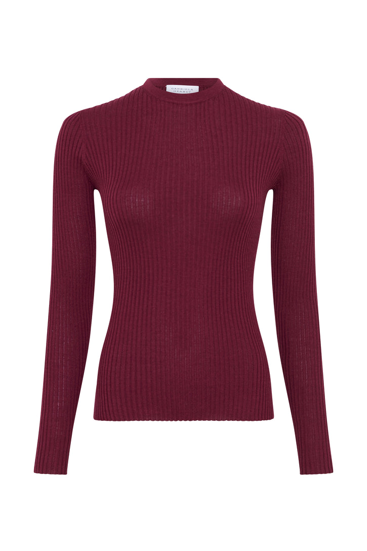 Browning Knit Sweater in Bordeaux Cashmere Silk