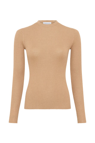 Browning Knit Sweater in Camel Cashmere Silk