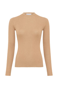 Browning Knit Crewneck Sweater in Camel Cashmere Silk