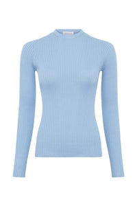 Browning Knit Sweater in Light Blue Cashmere Silk