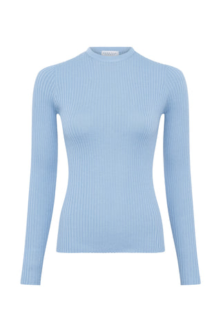 Browning Knit Sweater in Light Blue Cashmere Silk