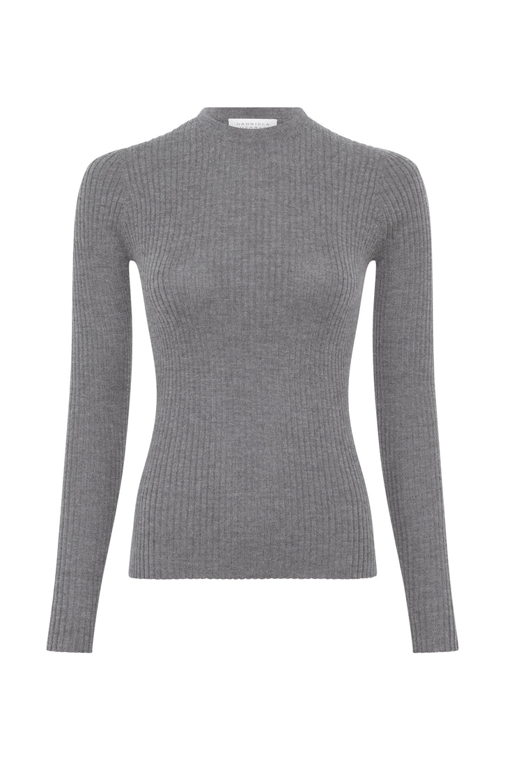 Browning Knit Sweater in Smoke Cashmere Silk