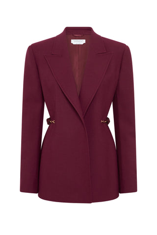 Epona Chain Blazer in Bordeaux Recycled Virgin Wool