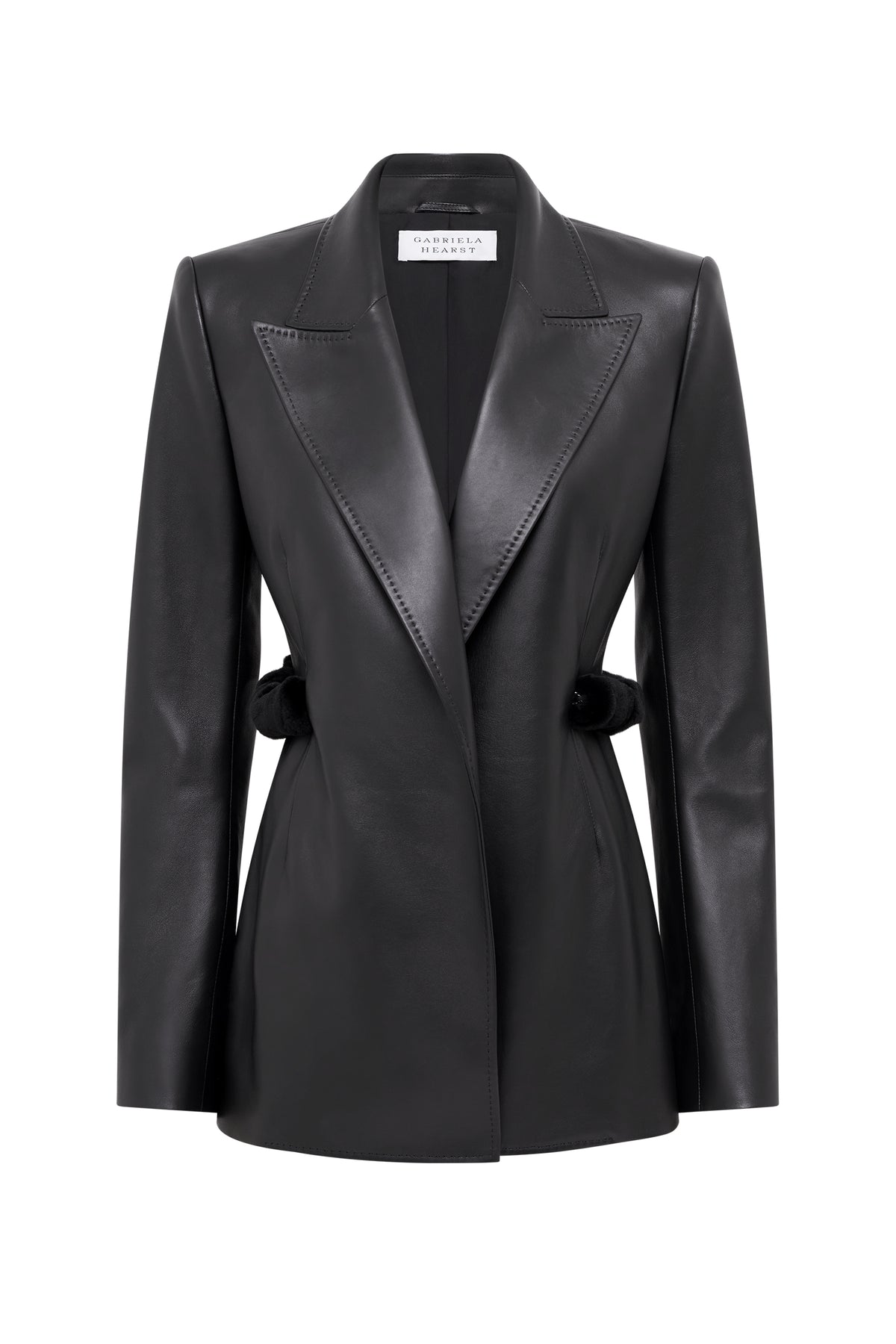 Epona Blazer in Black Leather with Recycled Fur Belt