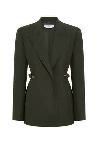 Epona Chain Blazer in Deep Olive Recycled Virgin Wool