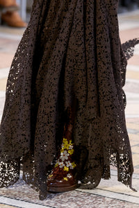 Cassidy Hand Painted Cowboy Ankle Boot in Cognac Leather with Floral Motif