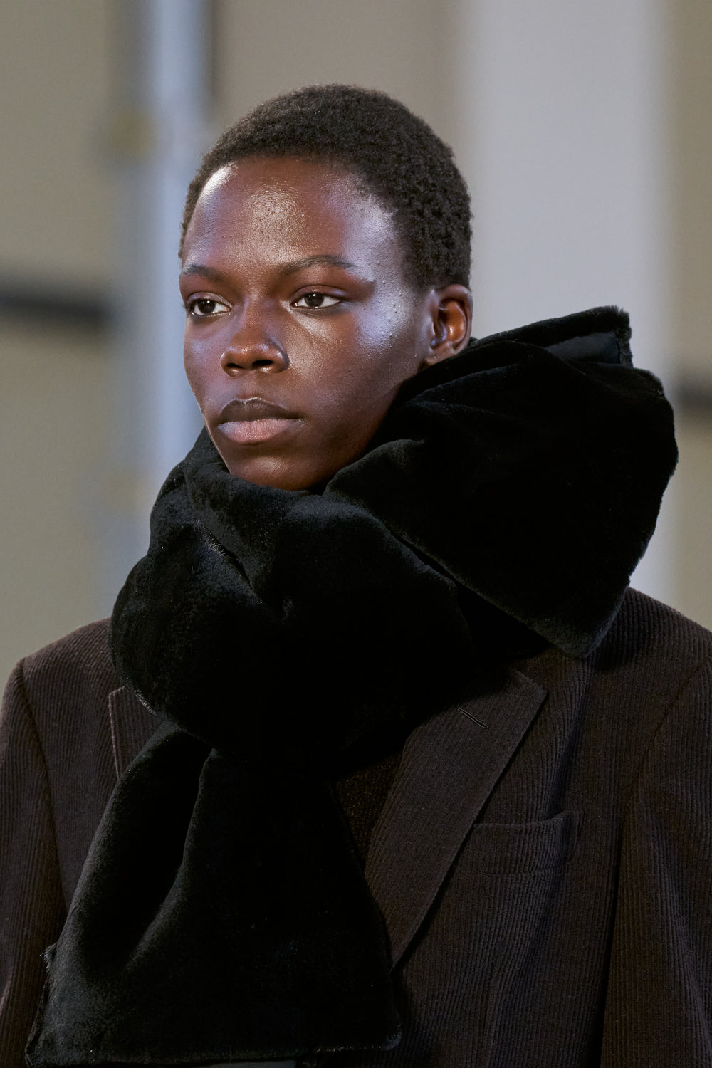 Maccabee Scarf in Black Recycled Fur