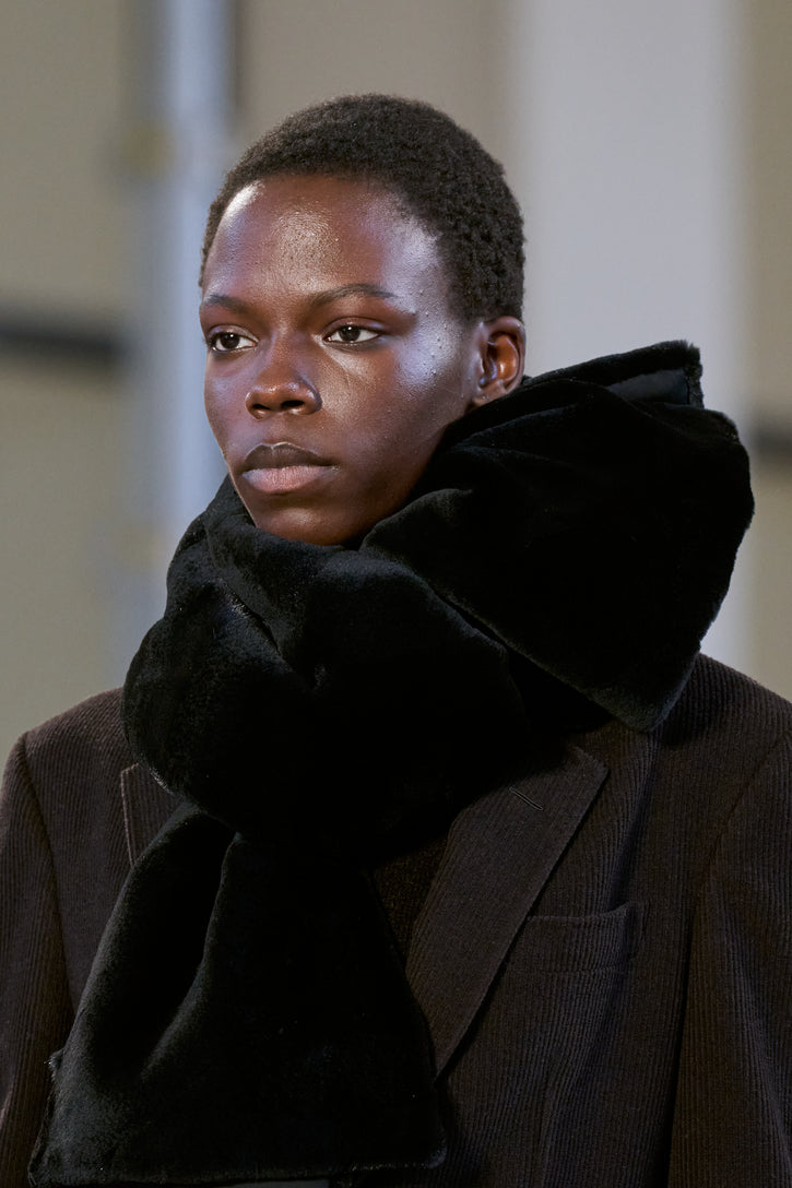 Maccabee Scarf in Black Recycled Fur