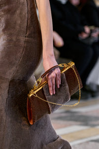 Vintage No.11 Bag in Cognac Snakeskin & Recycled Beaver Fur