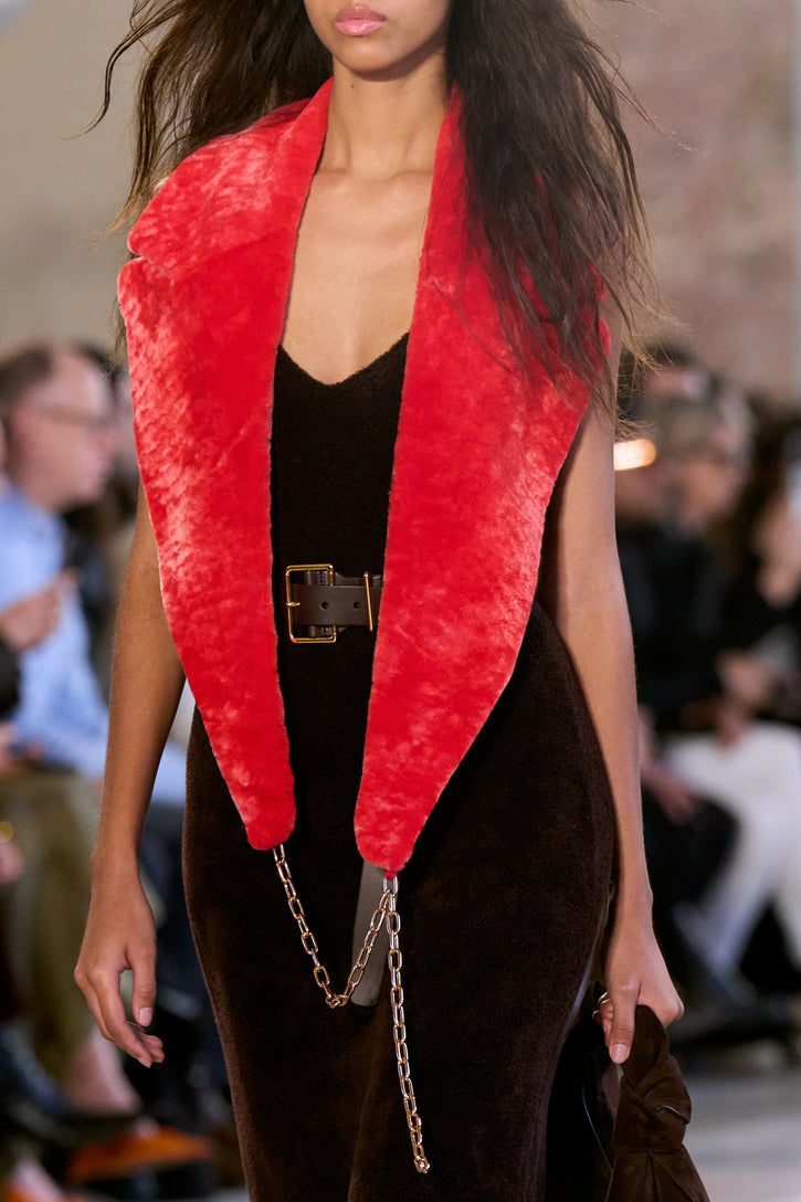 Elliot Coat Collar in Red Shearling